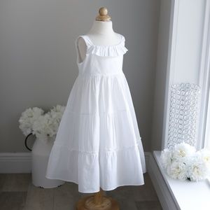 Strasburg Dress White Cotton Boho Embroidery Girls size 5 Vacation Portrait NWOT